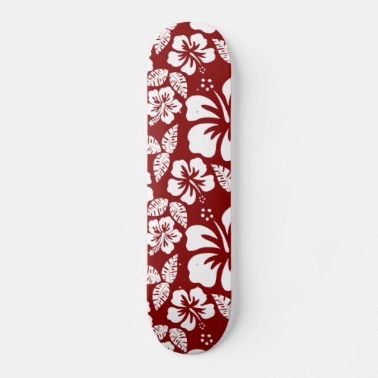 Donkerrode tropische hibiscus skateboard (Voorkant)