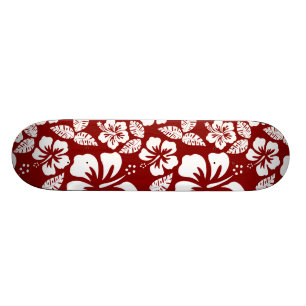 Donkerrode tropische hibiscus skateboard