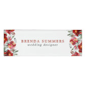 Donkerrode tuin bloemen rand naambadge (Voorkant)