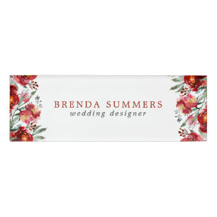 Donkerrode tuin bloemen rand naambadge