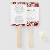 Donkerrode tuinbloemen handwaaier (Voorkant en achterkant)