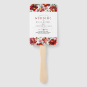 Donkerrode tuinbloemen handwaaier (Achterkant)