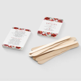 Donkerrode tuinbloemen handwaaier