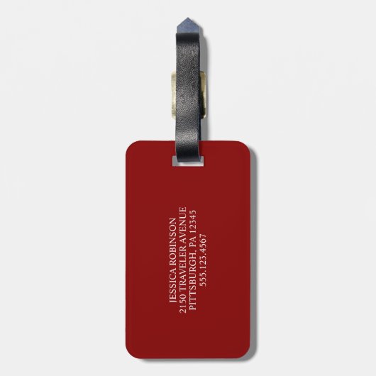 Donkerrode, vaste kleur bagagelabel (Achterkant verticaal)