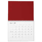 Donkerrode, vaste kleur kalender (Mar 2027)