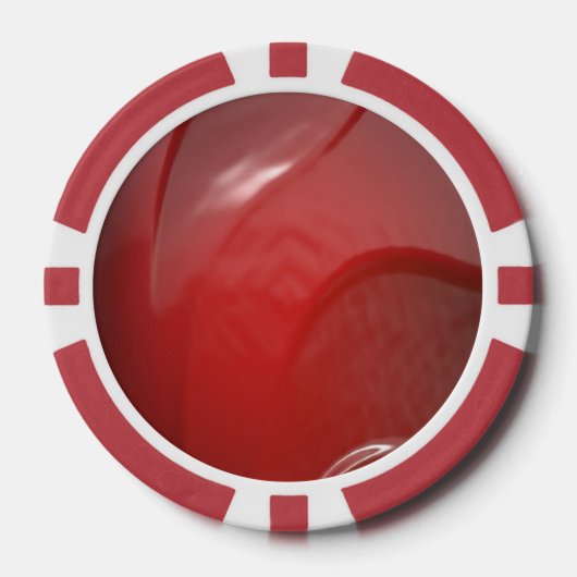 Donkerrode, verfijnde kunststof textuur poker chips (Voorkant)