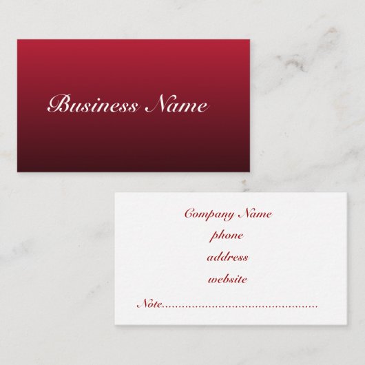 Donkerrode Visitekaartjes (Voorkant / Achterkant)