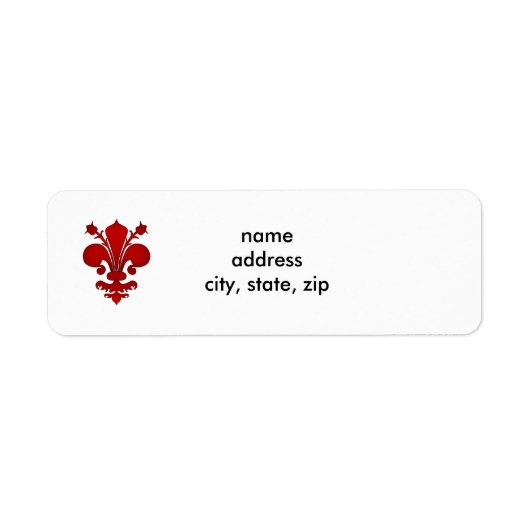 Donkerrode vloour de lis-symbool etiket (Voorkant)