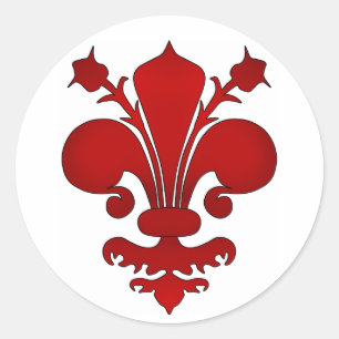 Donkerrode vloour de lis-symbool ronde sticker