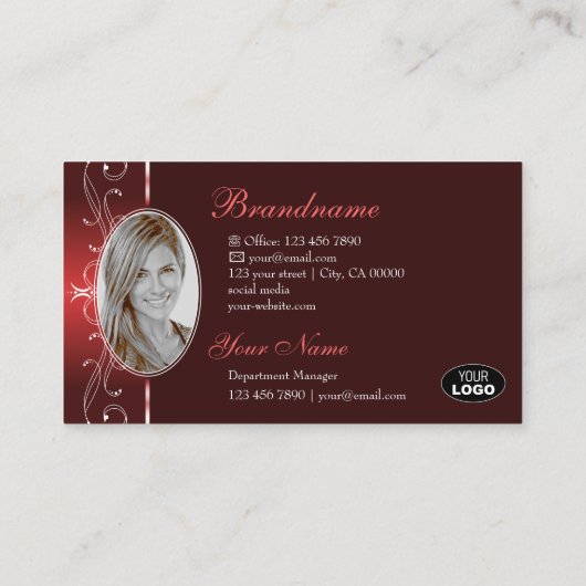 donkerrode wijngrenzen Logo Foto voor sierdoelein Visitekaartje (Achterkant)