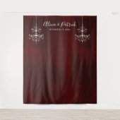 Donkerrode witte kroonluchters trouwfotobackdrop wandkleed (Voorkant)