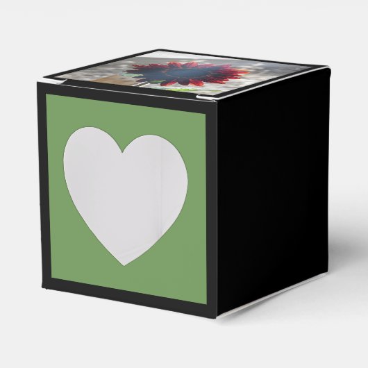 Donkerrode zonnebloem bedankdoosjes (Voorkant Zijde)