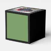 Donkerrode zonnebloem bedankdoosjes (Achterkant)