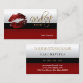 Donkerrode, zwarte en witte kaneel Rode Lips Visitekaartje (Voorkant / Achterkant)