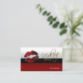 Donkerrode, zwarte en witte kaneel Rode Lips Visitekaartje (Staand voorkant)