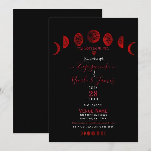 Donkerrode zwarte maan faseert gothische betrokken kaart (Voorkant / Achterkant)