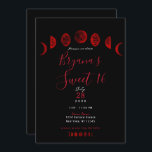 Donkerrode zwarte maan faseert gothische bruiloft  kaart<br><div class="desc">Aanpassen voor elke gebeurtenis</div>