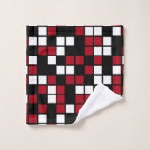 Donkerrode, zwarte, witte willekeurige mozaïekvier bad handdoek (Wasdoekje)