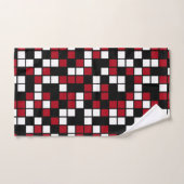 Donkerrode, zwarte, witte willekeurige mozaïekvier bad handdoek (Handdoek)