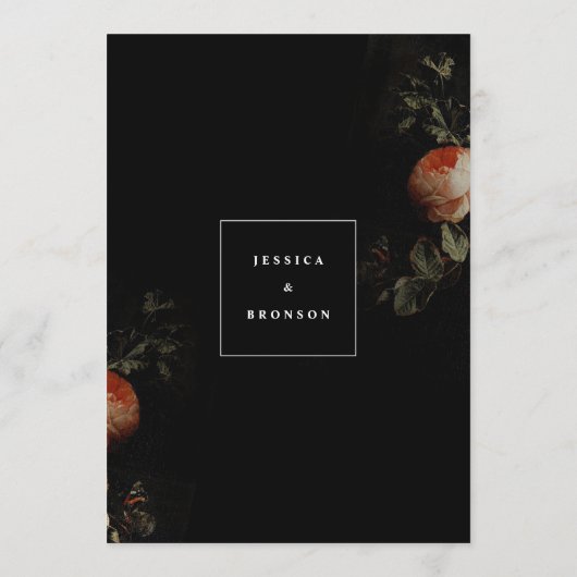 DonkerRomantisch Bloemen Nederlands Meester Schild Menu (Achterkant)