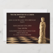 Donkerrood 30e verjaardag partij schaakkoning kaart (Voorkant)