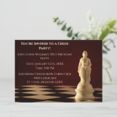 Donkerrood 30ste verjaardag partij schaakpion kaart (Staand voorkant)