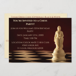 Donkerrood 30ste verjaardag partij schaakpion kaart