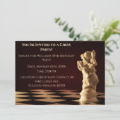 Donkerrood 30ste verjaardag partij schaakridder kaart (Staand voorkant)