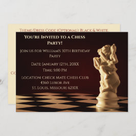 Donkerrood 30ste verjaardag partij schaakridder kaart