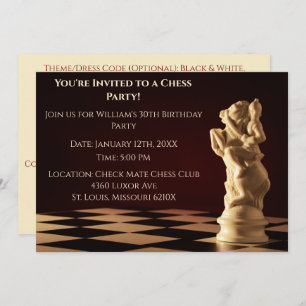 Donkerrood 30ste verjaardag partij schaakridder kaart