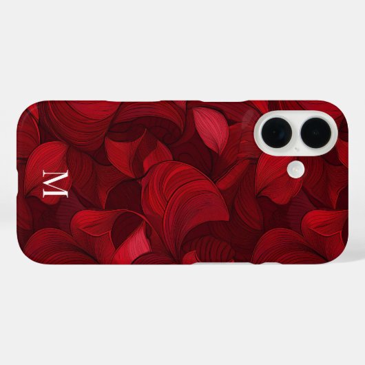 Donkerrood Abstract bladpatroon Case-Mate iPhone Case (Achterkant (horizontaal))