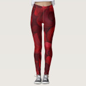 Donkerrood Abstract bladpatroon Leggings (Voorkant)