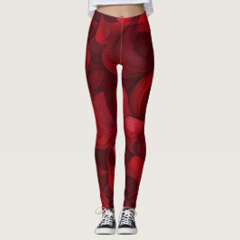 Donkerrood Abstract bladpatroon Leggings