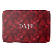 Donkerrood Abstract bladpatroon monogram Badmat (Voorkant)