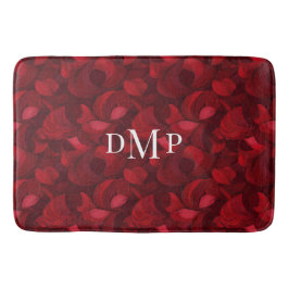 Donkerrood Abstract bladpatroon monogram Badmat