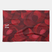 Donkerrood Abstract bladpatroon Theedoek (Horizontaal)