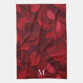 Donkerrood Abstract bladpatroon Theedoek (Verticaal)
