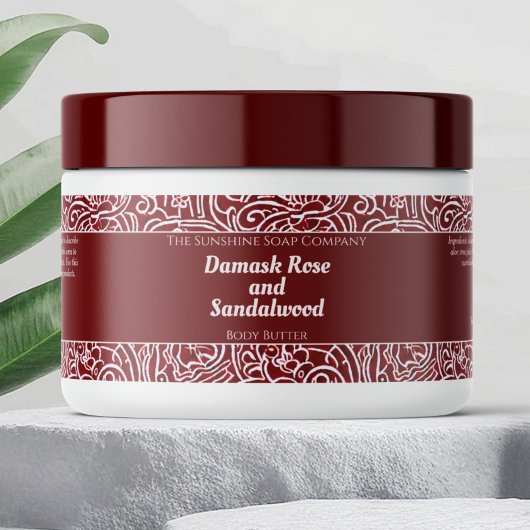 Donkerrood Abstract waterdicht cosmetica potje lab Waterfles Etiket