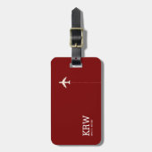 Donkerrood Bagagelabel met naam (Voorkant verticaal)