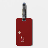 Donkerrood Bagagelabel met naam (Achterkant verticaal)