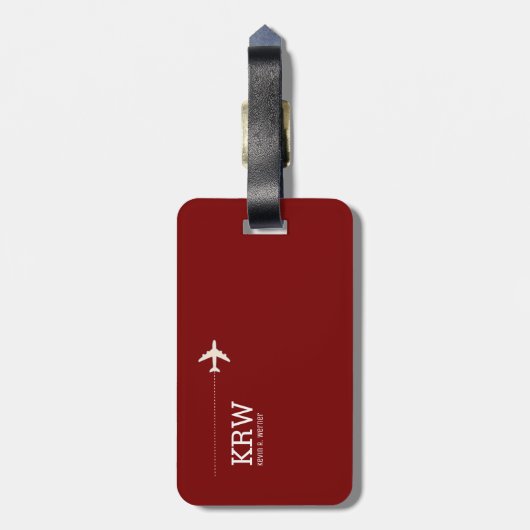 Donkerrood Bagagelabel met naam (Achterkant verticaal)