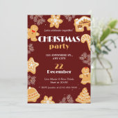 Donkerrood beige Schattige eenvoudig kerstfeest Kaart (Staand voorkant)