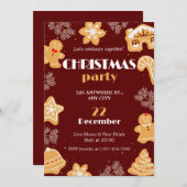 Donkerrood beige Schattige eenvoudig kerstfeest Kaart (Voorkant / Achterkant)