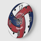 Donkerrood, blauw en wit volleybal grote klok (Hoek)