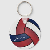 Donkerrood, blauw en wit volleybal sleutelhanger (Voorkant)