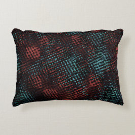 Donkerrood, blauw, gekruiste krassen, vierkant of  accent kussen