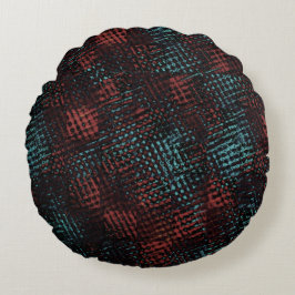 Donkerrood, blauw, gekruiste krassen, vierkant of  rond kussen