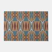 Donkerrood Blauwgroen Blauw Taupe Bruin Tribal Moz Deurmat (Voorkant)