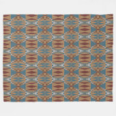 Donkerrood Blauwgroen Blauw Taupe Bruin Tribal Moz Fleece Deken (Voorkant (Horizontaal))