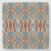 Donkerrood Blauwgroen Blauw Taupe Bruin Tribal Moz Stenen Onderzetter (Voorkant)